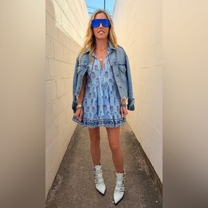 SVG sur la vague DAHLIA CAP SLEEVE MINI RUFFLE DRESS 100% cotton with pockets